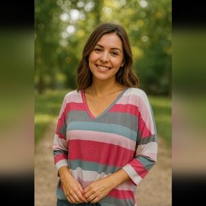 HoneyMe Oversized Striped Knit Top - Effortless Style!